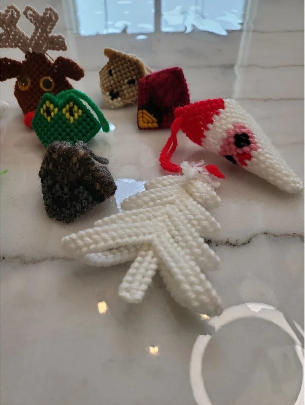 Vintage Plastic Canvas Needlepoint Christmas Ornaments Lot of 12 Circa 1980s